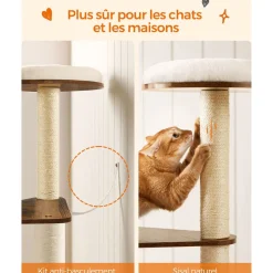 Cheap SONGMICS Arbre à chat 165 cm multi-niveaux marron rustique
