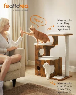 Outlet SONGMICS Arbre à chat 88 cm rustique