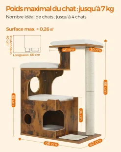 Outlet SONGMICS Arbre à chat 88 cm rustique