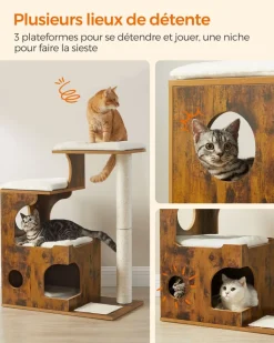 Outlet SONGMICS Arbre à chat 88 cm rustique