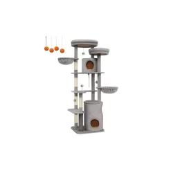 Shop SONGMICS Arbre à chat 196 cm tissu peluche gris clair