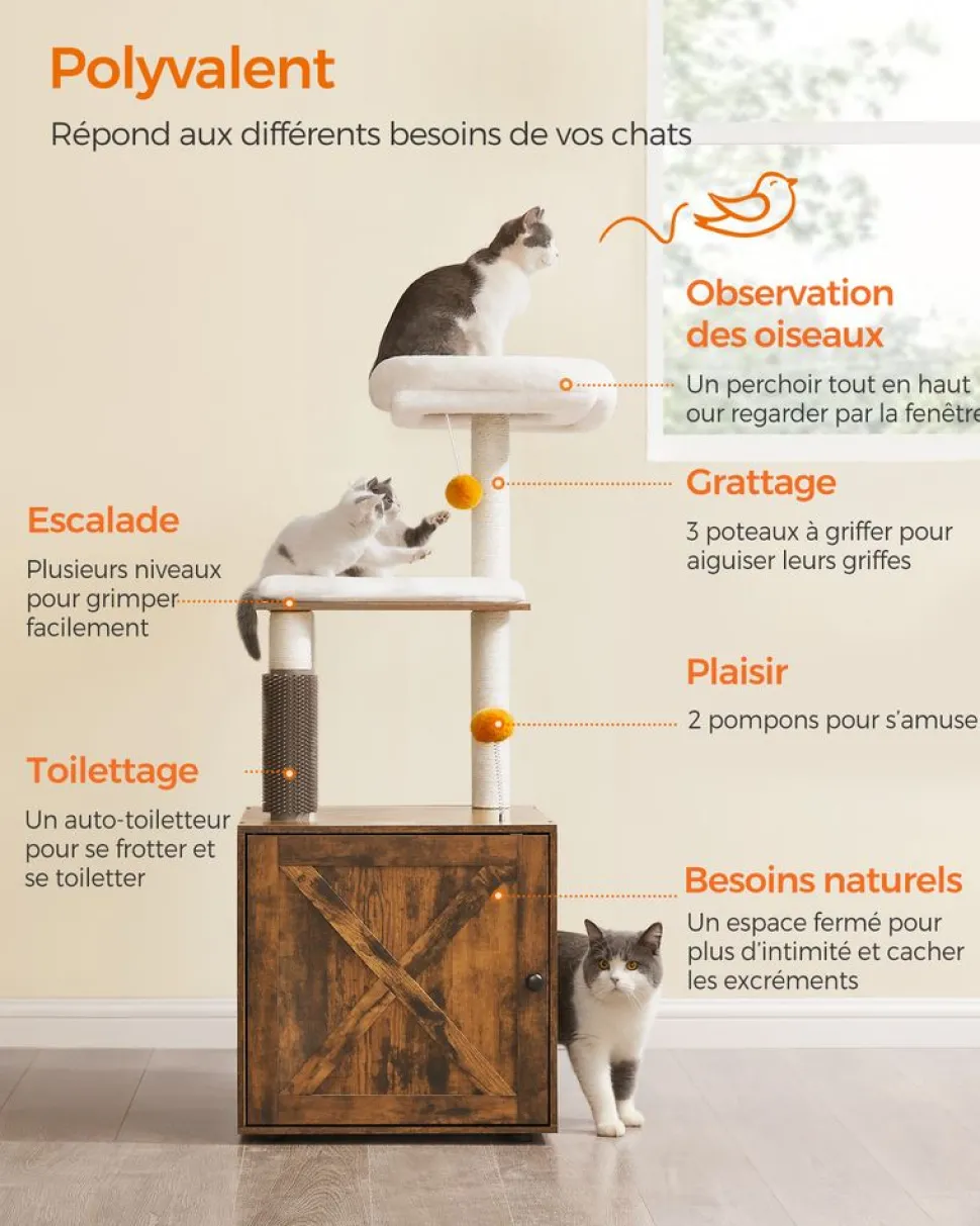 Cheap SONGMICS Arbre à Chat avec Maison de Toilettes