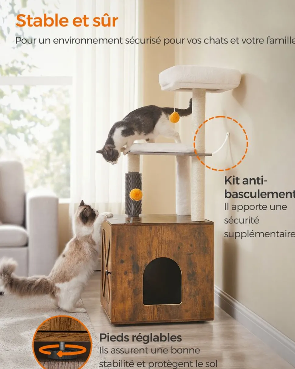 Cheap SONGMICS Arbre à Chat avec Maison de Toilettes