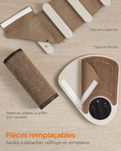 Store SONGMICS Arbre à chat avec poteau à griffer et échelle Marron Avoine + Marron Café