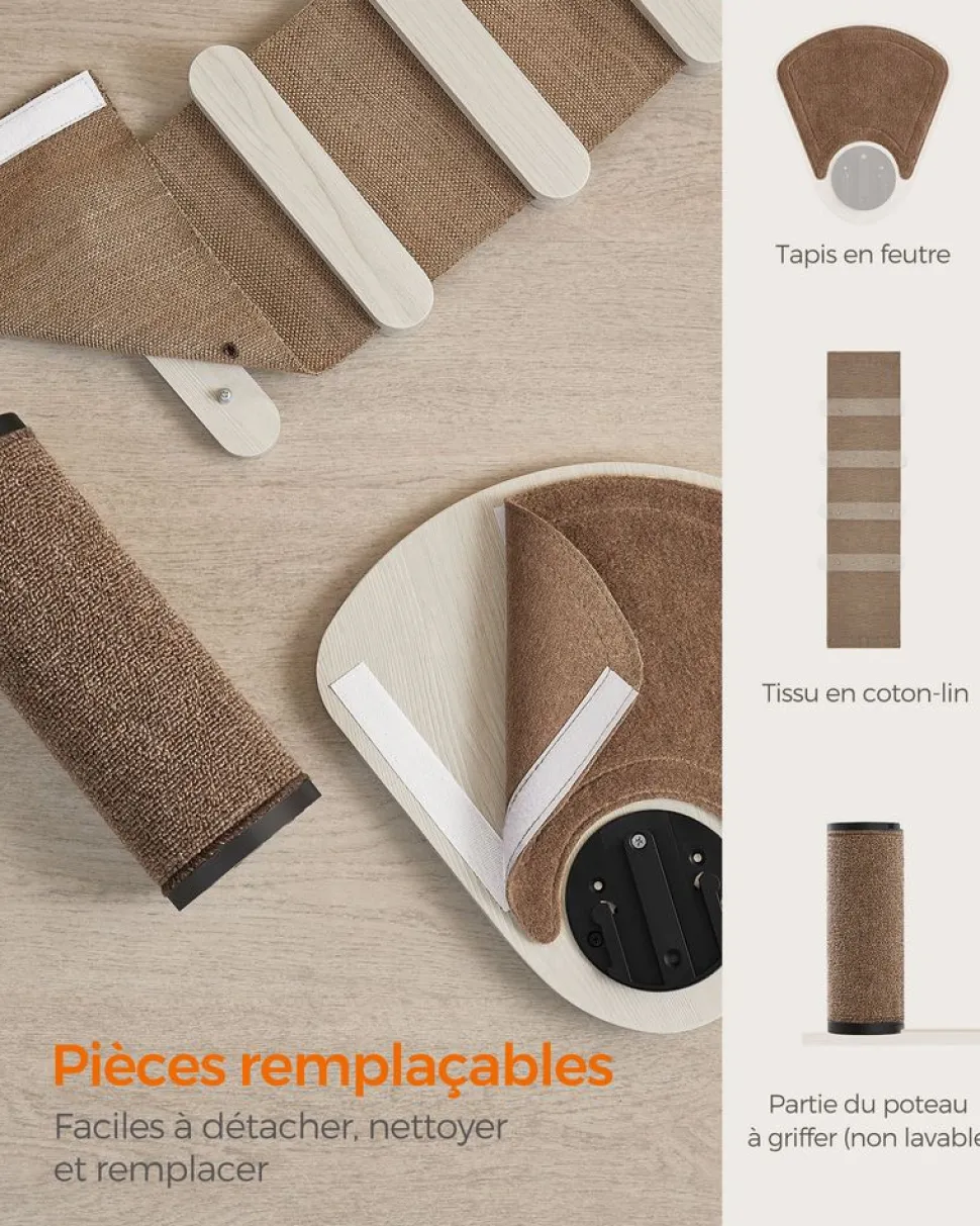 Store SONGMICS Arbre à chat avec poteau à griffer et échelle Marron Avoine + Marron Café