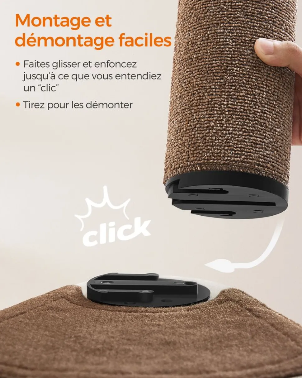 Store SONGMICS Arbre à chat avec poteau à griffer et échelle Marron Avoine + Marron Café