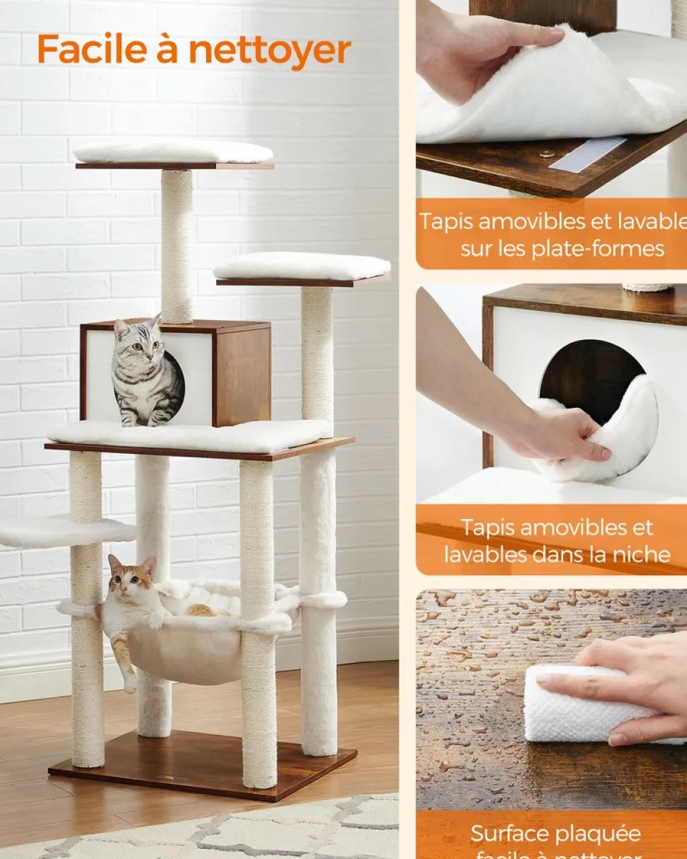 Online SONGMICS Arbre à chat blanc rustique