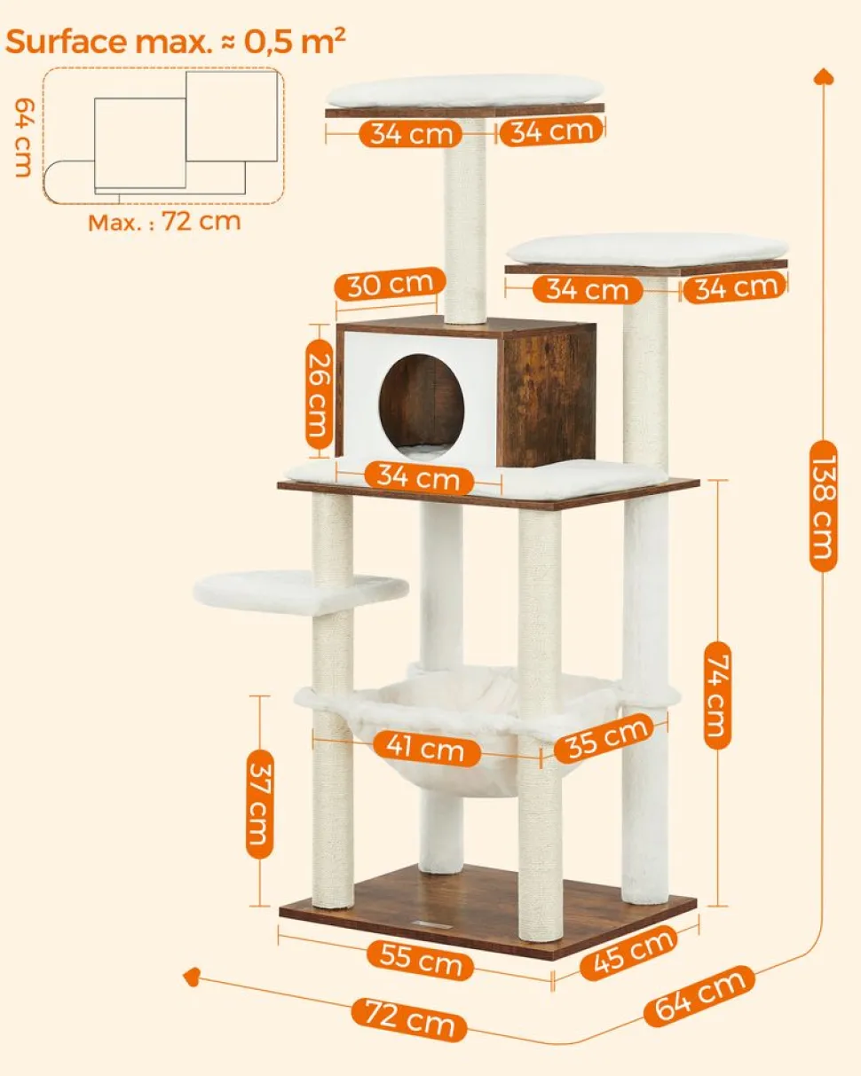 Online SONGMICS Arbre à chat blanc rustique