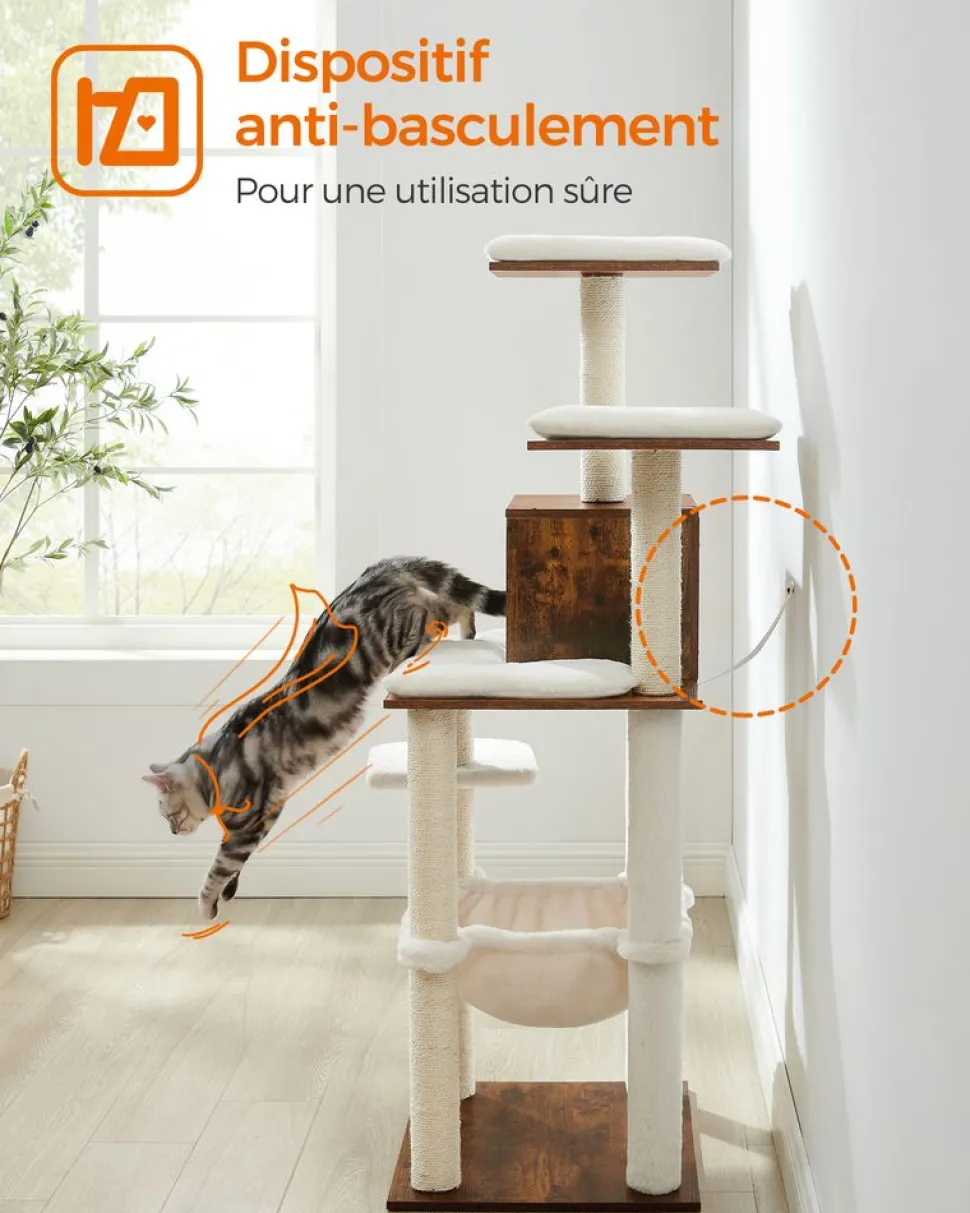 Online SONGMICS Arbre à chat blanc rustique