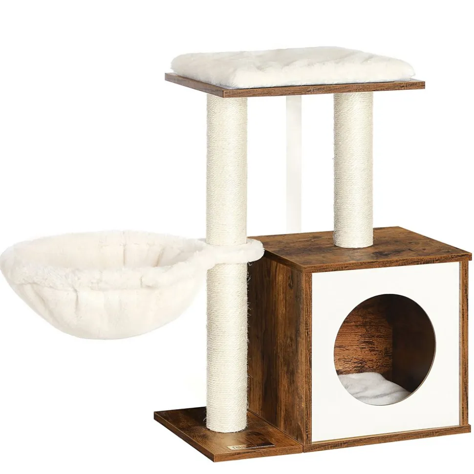 Hot SONGMICS Arbre à chat boisé Marron Rustique