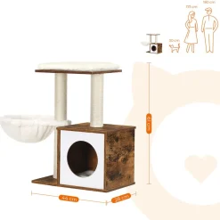 Hot SONGMICS Arbre à chat boisé Marron Rustique