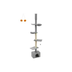 Best Sale SONGMICS Arbre à chat du sol au plafond 231-291 cm perchoir gris clair