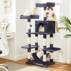 Cheap SONGMICS Arbre à Chat Pompons Gris Anthracite