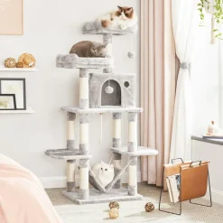 Cheap SONGMICS Arbre à Chat Pompons Gris Anthracite