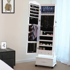 Best Sale SONGMICS Armoire à bijoux 4 roulettes Blanc