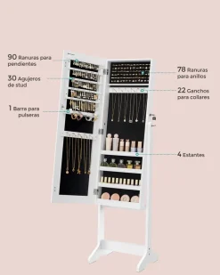 Store SONGMICS Armoire à bijoux cadre fin