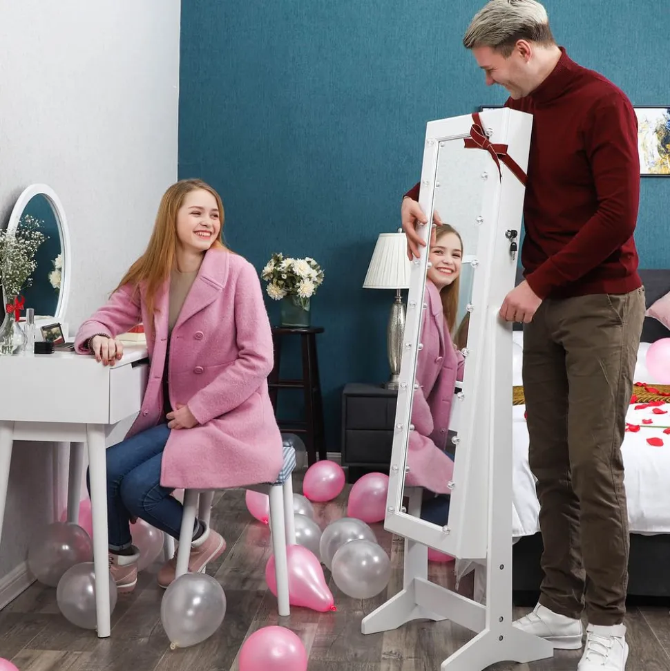 Clearance SONGMICS Armoire à bijoux LED Blanc