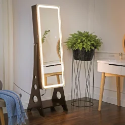 Cheap SONGMICS Armoire à bijoux LED brun Marron