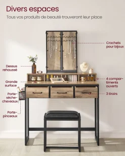 Best Sale SONGMICS Armoire à bijoux miroir blanc