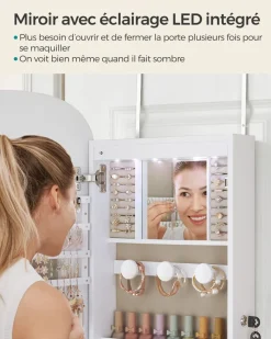 Flash Sale SONGMICS Armoire à Bijoux Murale Blanc