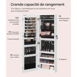 Flash Sale SONGMICS Armoire à bijoux murale blanc