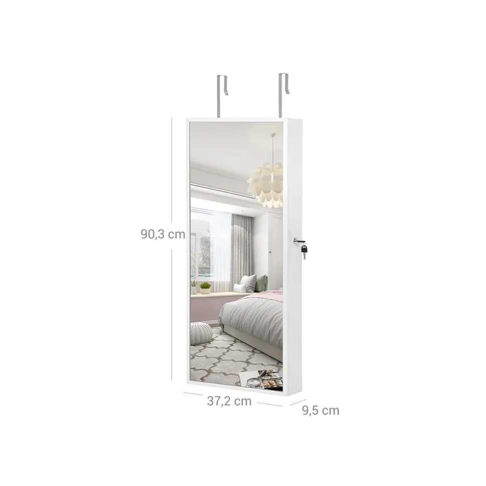 Cheap SONGMICS Armoire à bijoux murale cadre fin Blanc