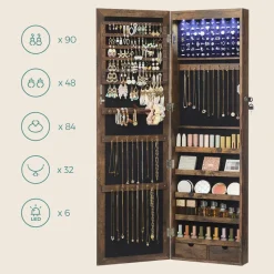 Discount SONGMICS Armoire à bijoux murale marron