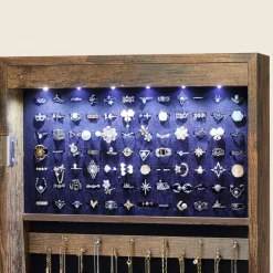 Discount SONGMICS Armoire à bijoux murale marron