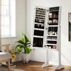 Outlet SONGMICS Armoire à bijoux sur pied Blanc