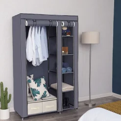 Cheap SONGMICS Armoire à vêtements tissu gris