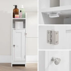 Clearance SONGMICS Armoire de salle de bain haute avec éclairage blanc nuage