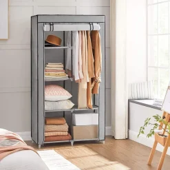 Shop SONGMICS Armoire en tissu gris