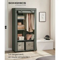 Shop SONGMICS Armoire en tissu gris