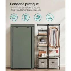 Shop SONGMICS Armoire en tissu gris