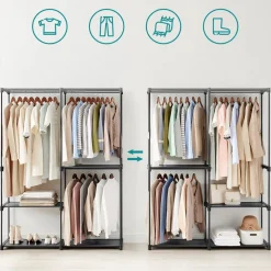 New SONGMICS Armoire en tissu noir