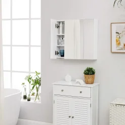 Discount SONGMICS Armoire salle de bain Gris Tourterelle