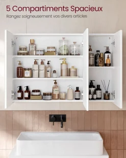 Discount SONGMICS Armoire salle de bain Gris Tourterelle