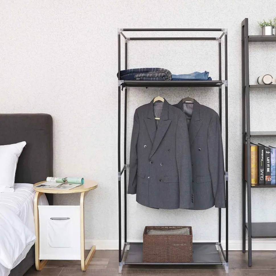 New SONGMICS Armoire vêtements pliable noir