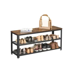 Clearance SONGMICS Banc à chaussures 2 niveaux Brun Vintage Noir