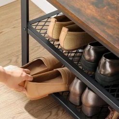 Clearance SONGMICS Banc à chaussures 2 niveaux Brun Vintage Noir