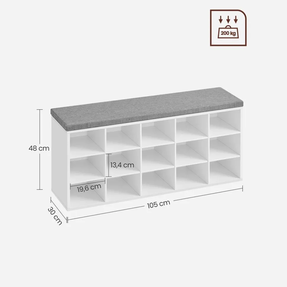 New SONGMICS Banc à chaussures blanc