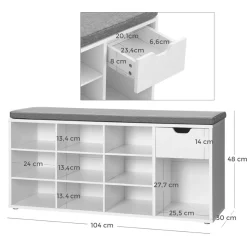 New SONGMICS Banc à chaussures Blanc
