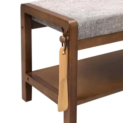 Discount SONGMICS Banc à chaussures hévéa brun Blanc