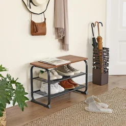 Hot SONGMICS Banc à chaussures industriel Marron Rustique