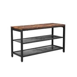 Outlet SONGMICS Banc à chaussures maille Brun Vintage Noir