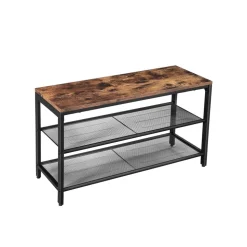 Outlet SONGMICS Banc à chaussures maille Brun Vintage Noir