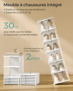 Hot SONGMICS Banc à chaussures pochettes en pu marron rustique et noir d'encre