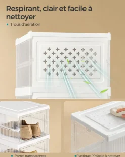 Hot SONGMICS Banc à chaussures pochettes en pu marron rustique et noir d'encre