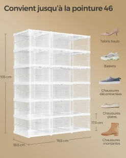 Hot SONGMICS Banc à chaussures pochettes en pu marron rustique et noir d'encre