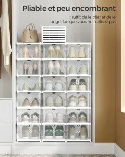 Hot SONGMICS Banc à chaussures pochettes en pu marron rustique et noir d'encre